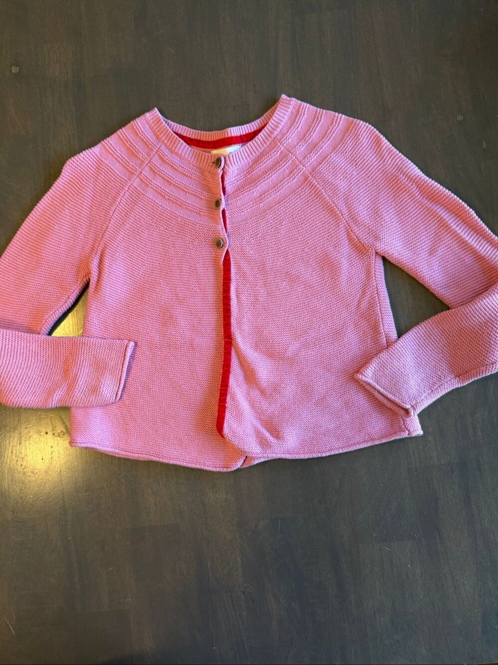 Mini Boden size 6-7 pink 3 Button Sweater Cardigan